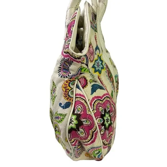 Vera Bradley Palm Beach Gardens Floral Satchel Handbag White Pink Purse Bag - Picture 8 of 16